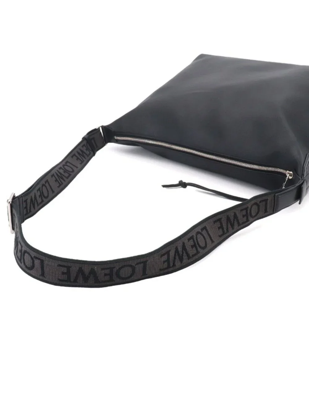 Loewe Cubby Crossbody Shoulder Bag Leather Black Silver